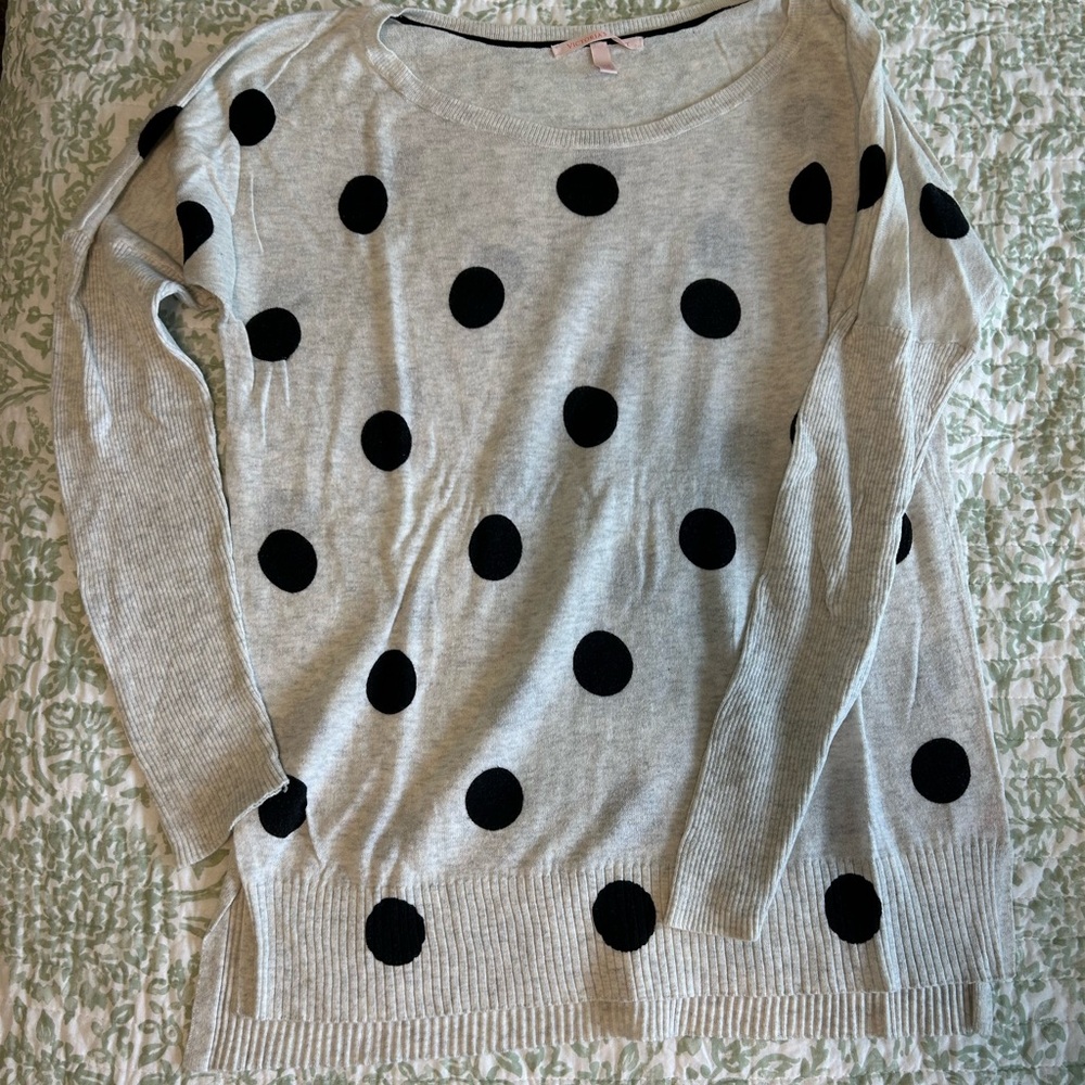 Victoria's Secret Black Polka Dot Sweater - Gray
